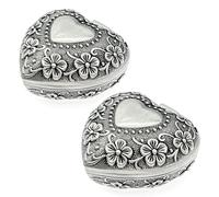 JZK 2 x kleine Schmuckkästchen, viktorianischer Stil, geschnitzte Ringbox, Vintage-Herzform, Andenken, Geschenk-Box