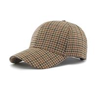 JZTDYPP Basecap Herren Klassische Baseballkappe Mit Hahnentrittmuster Für Männer Und Frauen, Atmungsaktive Sonnen-Trucker-Mütze Für Frühling Und Herbst, Vintage-Karierte Paarkappe, Khaki, Einhe
