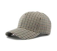 JZTDYPP Basecap Herren Klassische Baseballkappe Mit Hahnentrittmuster Für Männer Und Frauen, Atmungsaktive Sonnen-Trucker-Mütze Für Frühling Und Herbst, Vintage-Karierte Paarkappe, Beige, Einhe
