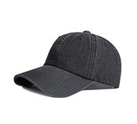 JZTDYPP Basecap Herren Lässige Baseballkappe Aus Gewaschener Baumwolle Für Herren, Einfarbig, Denim, Dad-Mütze, Visier, Frühling/Sommer, Outdoor, Trucker-Kappen, Verstellbar, Schwarz, 55-60 cm