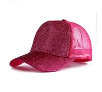 JZTDYPP Basecap Herren Sommer-Baseballkappe Mit Hohem Pferdeschwanz Und Glitzer, Für Damen, Snapback-Mütze, Lässig, Schwarz, Weiß, Rosa, Netz-Trucker-Caps Für Damen, Rosarot, Einheitsgröße