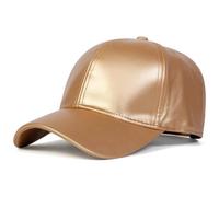 JZTDYPP Basecap Herren Unisex Light Panel Pu-Leder-Baseballkappen Frühling Herbst Verstellbare Freizeithüte Papa-Mütze Sonnenschutzhut, Gold, Einheitsgröße