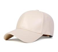 JZTDYPP Basecap Herren Unisex Light Panel Pu-Leder Baseballkappen Frühling Herbst Verstellbare Freizeithüte Papa-Mütze Sonnenschutzhut,Beige,Einheitsgröße