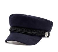 JZTDYPP Baskenmütze Damen Unisex-Lederhut Mit Schirm, Marineblauer Hut, Matrosenhut Für Frühling Und Herbst, Damen-Baskenmütze, Herren-Kapitänsmütze Mit Flachem Oberteil