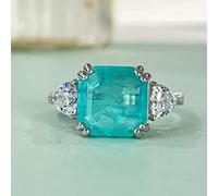 JZWCHQ 10 * 10 Turmaline Gemstone Ehering S925 Sterling Silberschmuck Sterling Silber