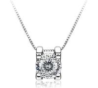 JZWCHQ Accessoires - 1ct Round Cut D Farbe 925 Sterling Silber Moissanit Anhängerkette für Frauen