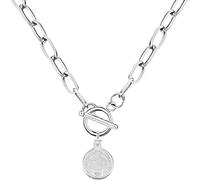 JZWCHQ Accessoires 925 Sterling Silber Coin Kipphalskette für Frauen, papierklammernde Kette Padlock Halskette - Schloss und Schlüssel, Herz, Münzkette Anhänger Halskette