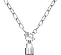 JZWCHQ Accessoires 925 Sterling Silber Coin Kipphalskette für Frauen, papierklammernde Kette Padlock Halskette - Schloss und Schlüssel, Herz, Münzkette Anhänger Halskette