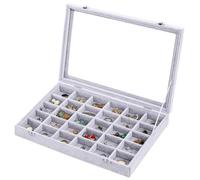 JZWCHQ Aufbewahrungsvitrine aus Samt für Halsketten und Schmuck mit 20 Haken und abschließbarem Glasdeckel - stapelbares Tablett für Schublade - für Halsketten, Armbänder und Ohrringe