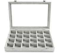 JZWCHQ Aufbewahrungsvitrine aus Samt für Halsketten und Schmuck mit 20 Haken und abschließbarem Glasdeckel - stapelbares Tablett für Schublade - für Halsketten, Armbänder und Ohrringe