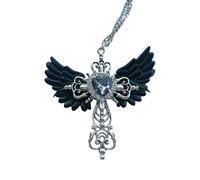 JZWCHQ Gothic Heart Cross Halskette 925 Sterlingsilber für Frauen und Mädchen, glänzende CZ -Halskette mit religiöses Kreuz - Glaubenshalskette mit geflügeltem Herzen und Kreuz, katholisch