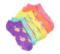 K-Bell Women's 6 Pack Novelty No Show Low Cut Socks, Middle Finger (Neon Pink), Shoe Size: 4-10