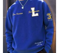 K-GLORY Herren Rundhals Lässig Loose Fit Sweatshirt mit Blumen-Schriftprint, Retro Motorrad inspirierte Streetwear