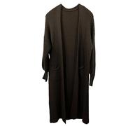 K-Milano Damen Strickjacke lang vorne offen, Longjacke in Grobstrick mit 2 Seitentaschen, Uni oder bemustert, Made in Italy