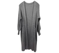 K-Milano Damen Strickjacke lang vorne offen, Longjacke in Grobstrick mit 2 Seitentaschen, Uni oder bemustert, Made in Italy