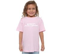 K-Pop Demon Hunters Unisex Kids White Logo, Black T-Shirt, Light Pink, 7-8 Jahre