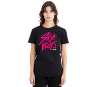 K-Pop Demon Hunters Women's Saja Boys Pink Logo Ladies, Black T-Shirt, Large