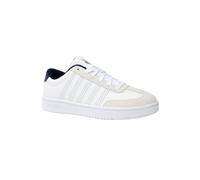 K-Swiss Damen Court Open T Toe Sneaker White/Indigo | Perforierte Streifen Kunstveloursleder Overlays EVA Innensohle TPR Sohle