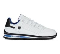 Sneaker K-SWISS "RINZLER GT", Gr. 45, weiß, blau quartz, schwarz, Leder, sportlich, Schuhe (36909218-45) weiß, blau quartz, schwarz