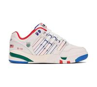 K-Swiss SI-18 International Herren Sneakers Klassische Retro Tennis-Schuhe für Freizeit & Alltag - Atmungsaktive Halbschuhe aus Leder mit Dämpfung - Weiß/Blau/Rot, Größe 44.5 EU