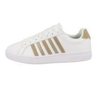 K-Swiss Woman's Court Tiebreak Sneaker, Wht/Crnstlk/Metallic, 38 EU