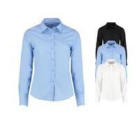 K242 Kustom Kit Damen Blues Langarm Poplin Shirt Long Sleeve Light Blue 38 (12)