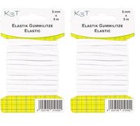 K3T Elastik Gummilitze 5 mm x 5 m, Farbe weiß, Art.-Nr. 81055 (Packung mit 2)