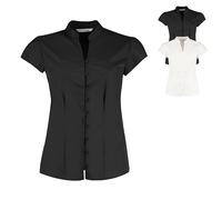 K727 Kustom Kit Damen Bluse Kurzarm Bügelleicht eng anliegend Black 46 (3XL/20)