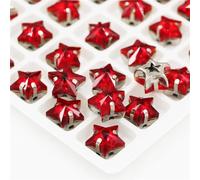 K9 Glaskristall, fünfzackige Sternform, Strasssteine zum Aufnähen, mit Kralle, für Kleidung/Handwerk, Rot, 8 mm, 20 Stück