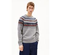 ARMEDANGELS KAALLA FAIR ISLE - Männer Regular Fit Strickpullover - mehrfarbig M silver melange-dusty orange
