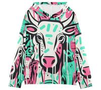 KAAVIYO Abstrakte Doodle Kunst Kuh Kinder Kapuzenpullover mit 3D-Druck für Mädchen Jungen