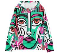 KAAVIYO Abstrakte Doodle Linie Kunst Gesicht Kinder Kapuzenpullover mit 3D-Druck für Mädchen Jungen