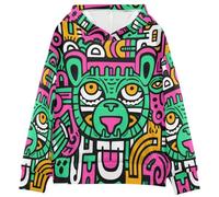 KAAVIYO Abstrakte Doodle LöWen Kunst Kinder Kapuzenpullover mit 3D-Druck für Mädchen Jungen