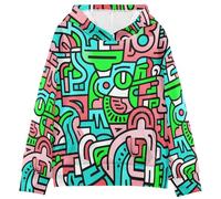 KAAVIYO Abstrakte Doodle Tier Kunst Kinder Kapuzenpullover mit 3D-Druck für Mädchen Jungen