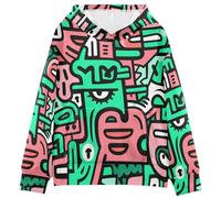 KAAVIYO Abstrakte GrüNe Doodle Kunst Kinder Kapuzenpullover mit 3D-Druck für Mädchen Jungen