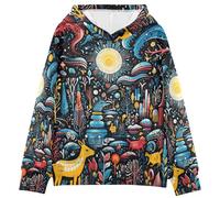 KAAVIYO Abstrakte Mond Wald Kunst Kinder Kapuzenpullover mit 3D-Druck für Mädchen Jungen