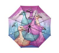 KAAVIYO Dudel Kunst Niedlicher Strauß Windfester Reiseschirm mit Automatischer Öffnungs und Schließfunktion,UPF 50+ Sonnenschutz für Kinder