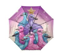 KAAVIYO Niedlicher Strauß Im Doodle-Stil Windfester Reiseschirm mit Automatischer Öffnungs und Schließfunktion,UPF 50+ Sonnenschutz für Kinder