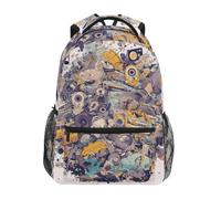 KAAVIYO Verspielte Musik Studentenrucksack Kinderrucksack Büchertasche Schülerrucksack Laptop Rucksäcke für die Reise Teen Mädchen Jungs Gelbe Fahrzeuge