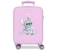 Kabinenkoffer für Kinder, Motiv: Disney Lovely Stitch, Joumma, blau, weiß, starr, ABS, Seitenschloss, 4 Räder, Handgepäck