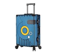 Kabinenkoffer mit Rollen, Hartschalen-Handgepäck, Leichter Koffer, Reisen mit 4 Doppel-Spinner-Rädern, Vintage-Gepäck ohne Reißverschluss(Blue,26 Inch)