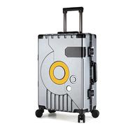 Kabinenkoffer mit Rollen, Hartschalen-Handgepäck, Leichter Koffer, Reisen mit 4 Doppel-Spinner-Rädern, Vintage-Gepäck ohne Reißverschluss(Silver,20 Inch)