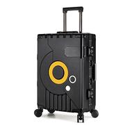 Kabinenkoffer mit Rollen, Hartschalen-Handgepäck, Leichter Koffer, Reisen mit 4 Doppel-Spinner-Rädern, Vintage-Gepäck ohne Reißverschluss(Black,22 Inch)