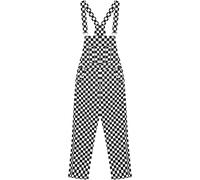 KACAOAC Damen-Overall, klassisch, kariert, Baumwolle, weites Bein, Jumpsuits - Orange & Weiß kariert, Schwarz-Weiß-kariert, X-Large