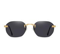 kachawoo Rahmenlose Damen-Sonnenbrille Damen Gold Metall Randlos Farbverlauf Unregelmäßige Linse Sonnenbrille Braun Blau Mode Uv400 Kleine Sonnenbrille für Herren (black)
