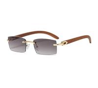 kachawoo Rahmenlose Sonnenbrille Randlose Damenmode Sonnenbrille mit Holzimitat Beinen Blau Grün Uv400 Linse Rechteck Sonnenschutz Herren (grey lens)