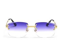 kachawoo Randlose Sonnenbrille Quadratische Farbverlauf Rahmenlose Brille Vintage Retro Brillen (blue purple lens)
