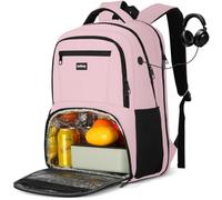 kadilong 17,3 Zoll Lunch Rucksack Damen Lsoliertes Kühlrucksack,Groß Schulranzen für Arbeit Reisen Schule Picknick Uni mit USB Ladeanschluss,Rosa