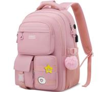 kadilong 17,3 Zoll Schulrucksack Mädchen Teenager Schultasche Frauen für Schule Uni,Rucksack Laptop Damen mit USB Ladeanschluss für Reise Arbeit Business