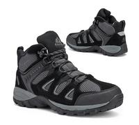 KADVA Herren Trekkingschuhe TRAVER Mid in Schwarz Größe 42 EU Wasserdichte und atmungsaktive Wanderschuhe für Herren Hoch und isoliert mit Leder und PU Obermaterial Dämpfende MD Schaumsohle